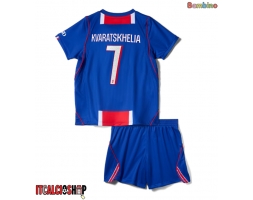 Paris Saint-Germain Khvicha Kvaratskhelia #7 Prima Maglia Bambino 2026-27 Manica Corta (+ Pantaloni corti)